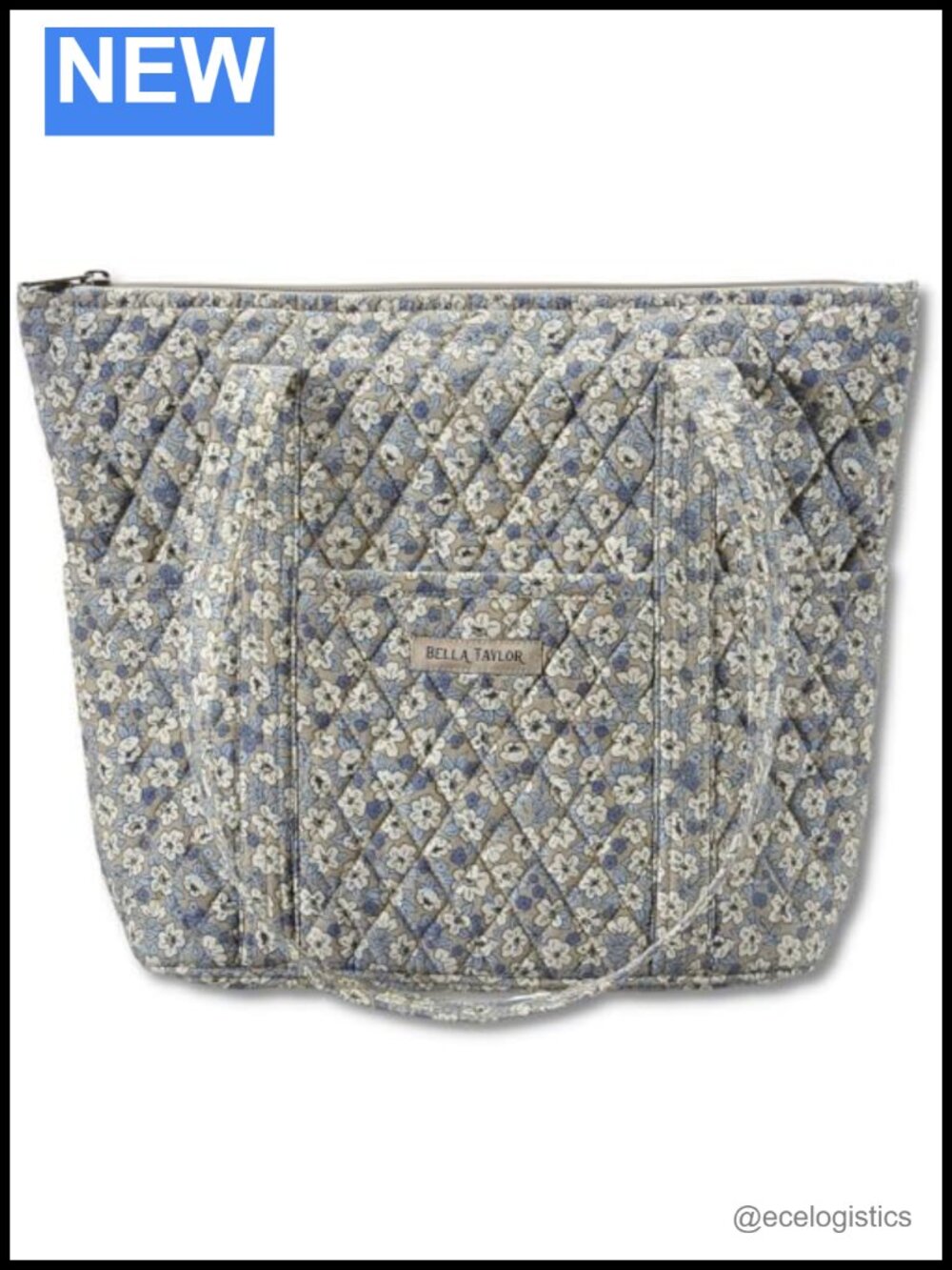 Quilted Cotton Shoulder Tote Bag with Multiple Pockets